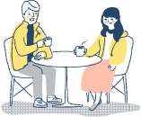 お茶を飲む男女