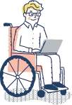 車椅子でPC作業する男性